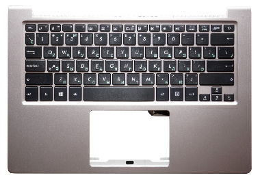 Клавиатура для ноутбука Asus UX303L, UX303LA черная, верхняя панель в сборе (серебряная)