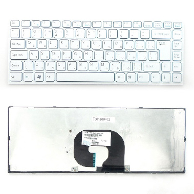 Клавиатура Sony Vaio VPC-Y. Г-образный Enter. Белая, с белой рамкой. PN: NSK-S8M0R, 9J.N0U82.M0R.