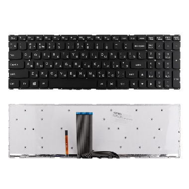 Клавиатура для ноутбука Lenovo Yoga 500-15IBD Series. Плоский Enter. Черная, без рамки. С подсветкой