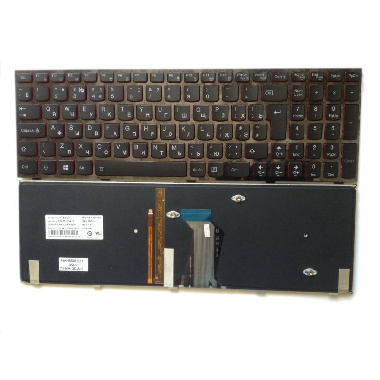Клавиатура Lenovo IdeaPad Y590. Плоский Enter. Черная, с черной рамкой. С подсветкой. PN: Y590-RU, H
