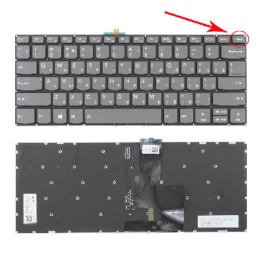 Клавиатура для ноутбука Lenovo Yoga 320-14, IdeaPad 520-14IKB, 330s-14AST серая, с подсветкой