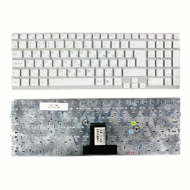 Клавиатура для ноутбука Sony Vaio VPC-EB Series. Г-образный Enter. Белая, без рамки. PN: 148792871.