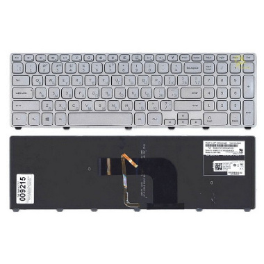 Клавиатура Dell Inspiron 17-7000. Серебрянная. PN: MP-13B53USJ442, 9Z.NAVBW.01D, 0P4G0N