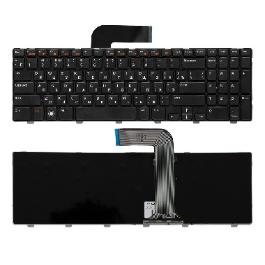 Клавиатура Dell Inspiron N5110, M5110, M511R. Плоский Enter. Черная, с черной рамкой. PN: NSK-DY0SW.