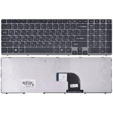 Клавиатура для ноутбука Sony Vaio SVE15 SVE1511S4C SVE151 черная с серебристой рамкой