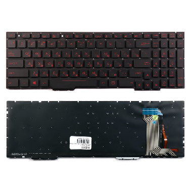 Клавиатура Asus FX553VD, FX53VD, FX753VD. Плоский Enter. Черная, без рамки. V156362AS1