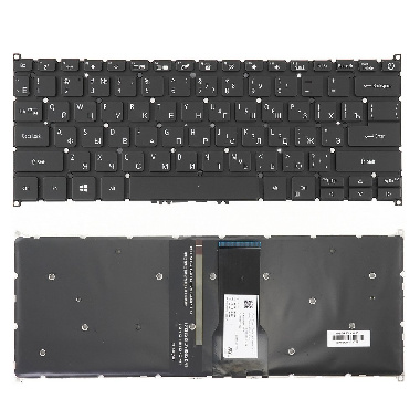 Клавиатура для ноутбука Acer Swift 3 SF314-54, SF314-55, SF314-56 черная без рамки, с подсветкой