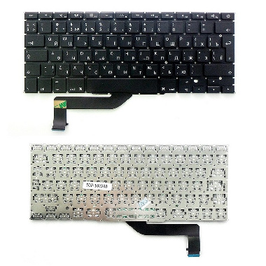 Клавиатура для ноутбука Apple MacBook Pro 15" A1398 Series. Г-образный Enter. Черная, без рамки. PN: