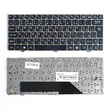 Клавиатура MSI U160, L1350, U135. Г-образный Enter. Черная, с золотистой рамкой. MS-N014, V103622CK1